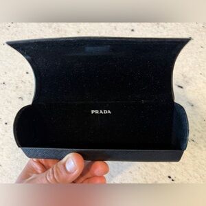Prada Black Saffiano Leather Eyeglass Case Hard Shell Sunglasses Case